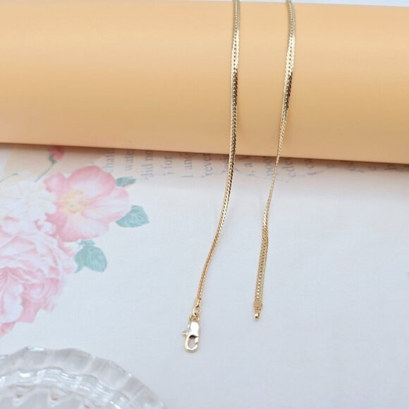 Elegant Rose Gold Flat Chain Necklace, 18 Inch, Gold Plated Brass, XPNL0052 - Picture 6 of 12